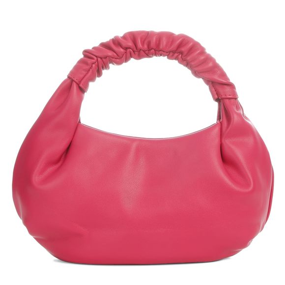 Chic Top Handle Bag Small Ruched Hobo Handbag Hot Pink Soft Faux :] - Picture 1 of 7